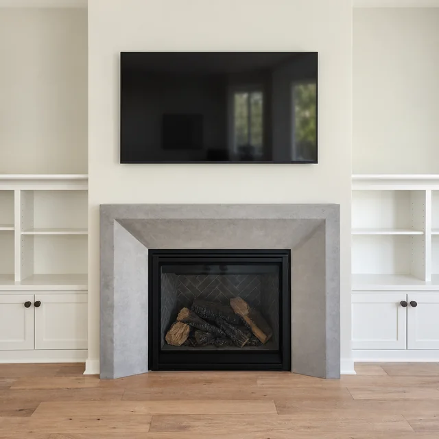 Gray surround with built-ins